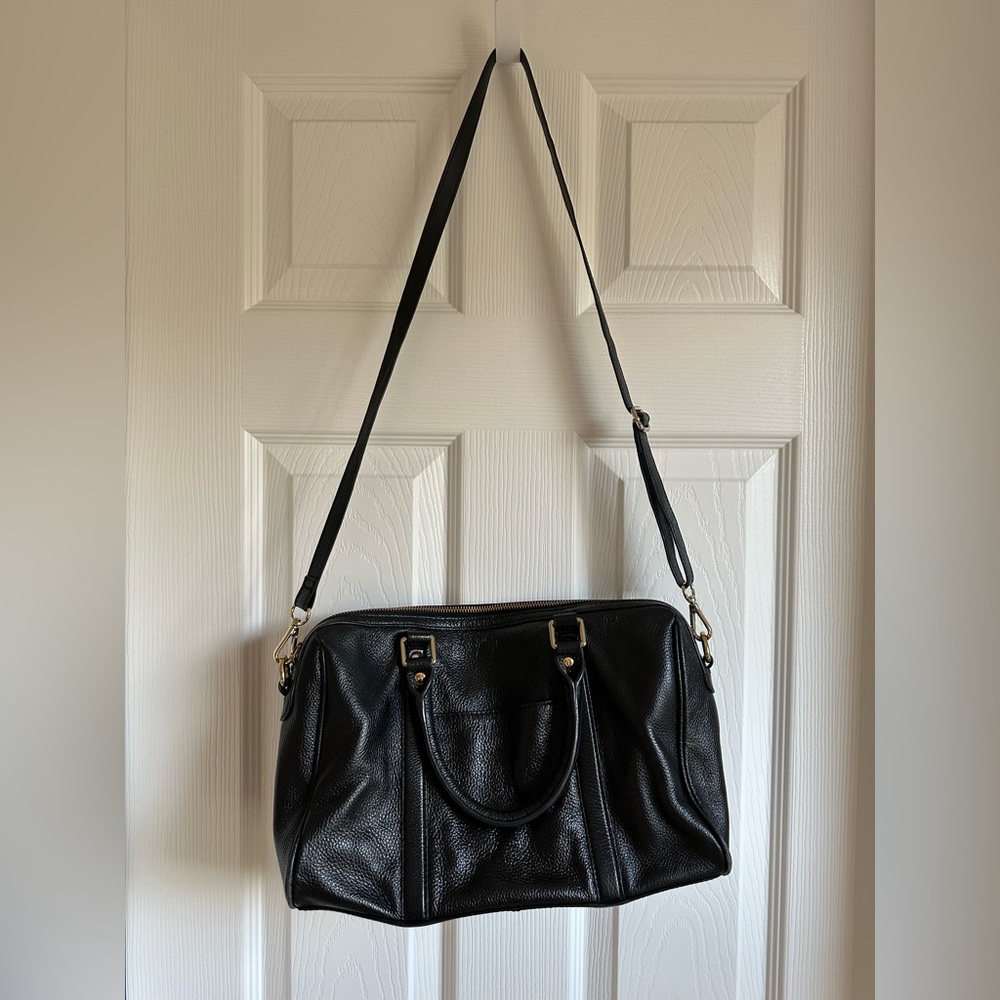 Black satchel with crossbody strap
